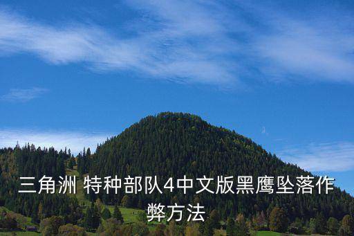 三角洲 特种部队4中文版黑鹰坠落作弊方法