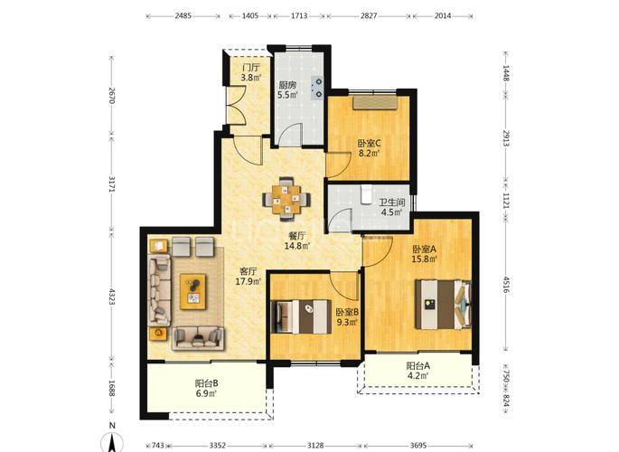 北辰三角洲房型_北辰三角洲小户型_北辰三角洲d2区户型图